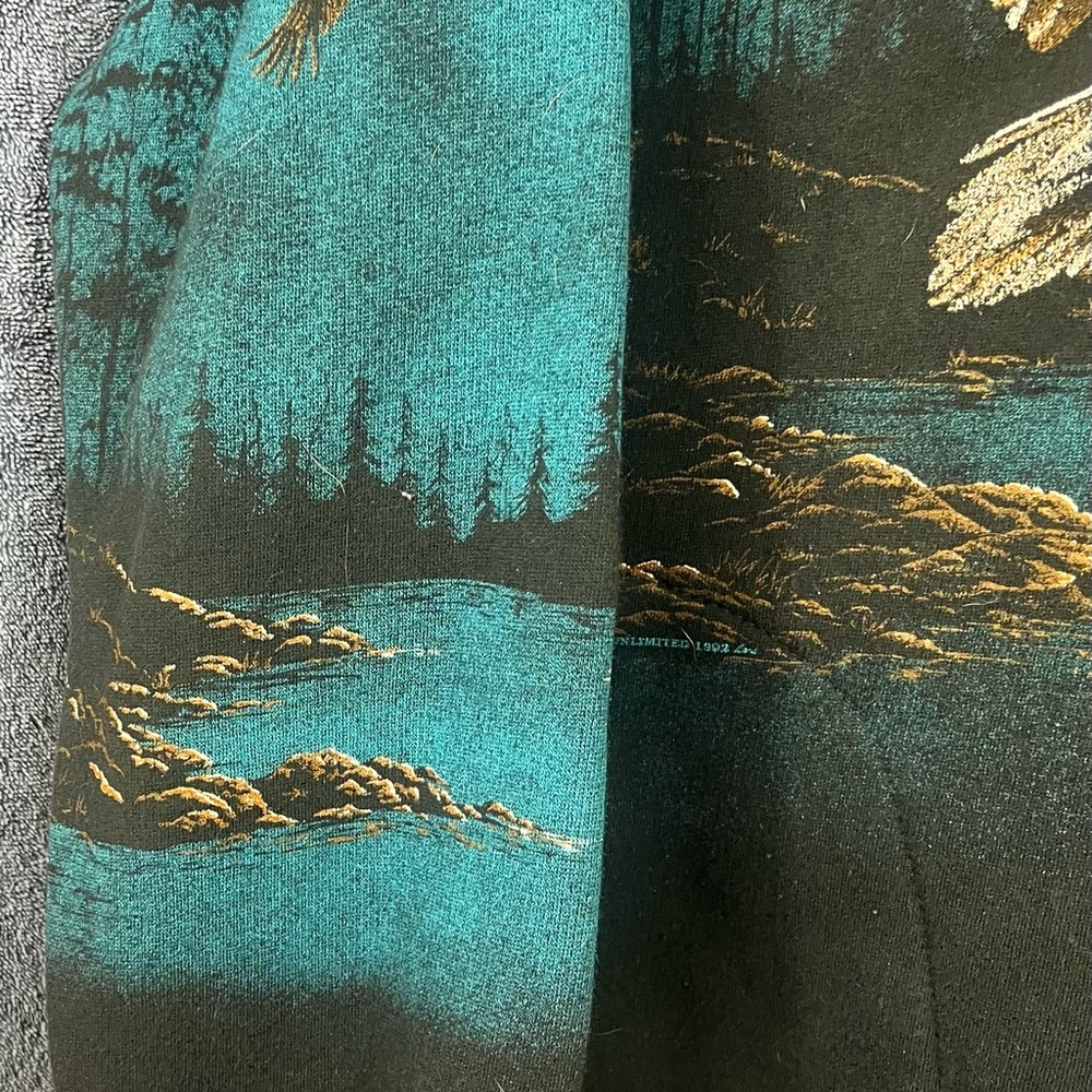x Vtg Sweater Men XL Black Eagle fDouble
Sided Graphics Are Mint 3 Button Casual - Picture 7 of 12